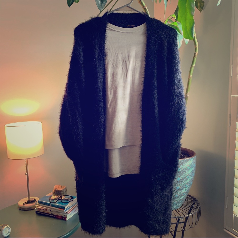 Fluffy Black Cardigan
